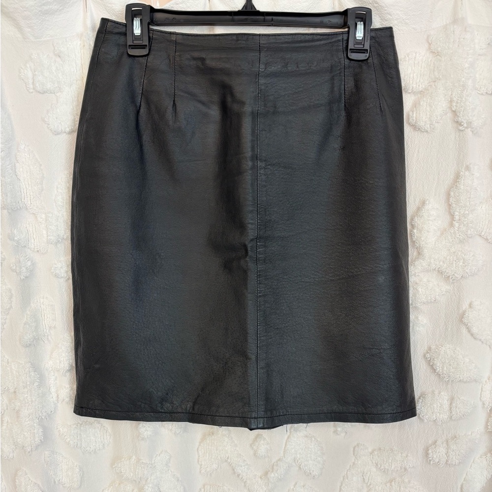 Clio Genuine Black Leather Pencil Skirt size 8